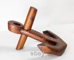 Antique Folk Art Carved Wooden Anchor Sailor Sculpture Object Tramp Art