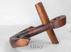 Antique Folk Art Carved Wooden Anchor Sailor Sculpture Object Tramp Art