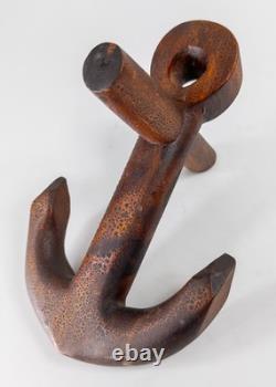 Antique Folk Art Carved Wooden Anchor Sailor Sculpture Object Tramp Art
