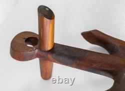 Antique Folk Art Carved Wooden Anchor Sailor Sculpture Object Tramp Art
