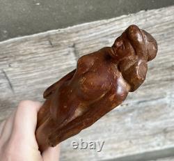 Antique Folk Art Carving Nude Woman High Heels Circa 1930 Art Deco