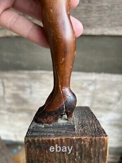 Antique Folk Art Carving Nude Woman High Heels Circa 1930 Art Deco