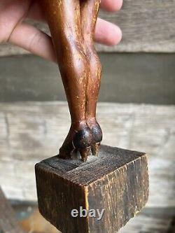 Antique Folk Art Carving Nude Woman High Heels Circa 1930 Art Deco