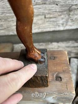 Antique Folk Art Carving Nude Woman High Heels Circa 1930 Art Deco