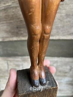 Antique Folk Art Carving Nude Woman High Heels Circa 1930 Art Deco