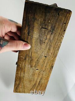 Antique Folk Art Crocodile Alligator Wood Carved Ink Well NEAT wooden