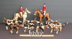 Antique Folk Art FOX HUNT Wood Carvings Chester County, PA Horses Hound Dogs