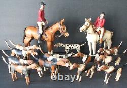 Antique Folk Art FOX HUNT Wood Carvings Chester County, PA Horses Hound Dogs