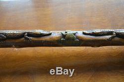 Antique Folk Art Hand Carved 2 Alligators Frog Walking Cane Stick Crocodile Vtg