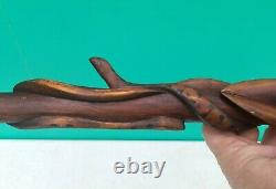 Antique Folk Art Hand Carved Serpent Snake Diamond Willow Wood Walking Stick