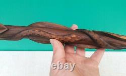 Antique Folk Art Hand Carved Serpent Snake Diamond Willow Wood Walking Stick