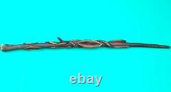 Antique Folk Art Hand Carved Serpent Snake Diamond Willow Wood Walking Stick