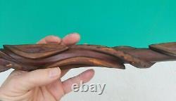 Antique Folk Art Hand Carved Serpent Snake Diamond Willow Wood Walking Stick