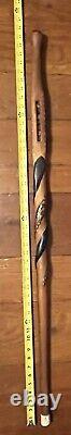 Antique Folk Art Hand Carved Snakes Marbles Figural Cane Head Walking Stick