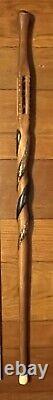 Antique Folk Art Hand Carved Snakes Marbles Figural Cane Head Walking Stick