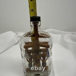 Antique Folk Art Hand Carved Whimsy Bottle With Crucifix