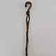Antique Folk Art Hand Carved Wood Handstaff Cane Man Beard Swirling Throughout