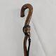 Antique Folk Art Hand Carved Wood Handstaff Cane Man Beard Swirling Throughout