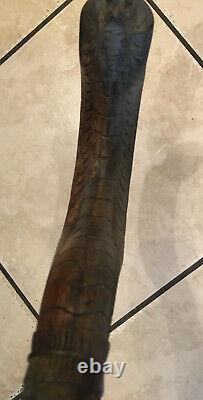 Antique Folk Art Hand Carved Wood Life-Size SNAKE Carving Walking Cane Stick