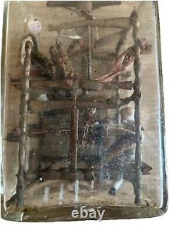 Antique Folk Art Hand Carved Wood Whimsy Bottle, Circa 1875-1900