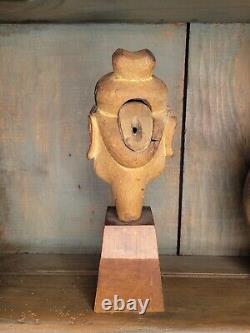 Antique Folk Art Hand Carved Wooden Ventriloquist Dummy Head Oriental Asian