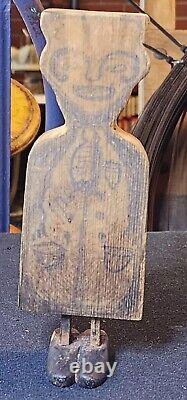 Antique Folk Art Primitive Carved Male Mechanical Wood Toy Risque Naughty Penis