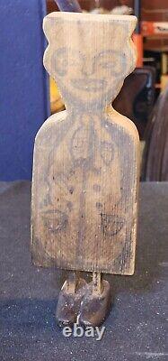 Antique Folk Art Primitive Carved Male Mechanical Wood Toy Risque Naughty Penis