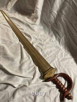 Antique Folk Art Swordfish Bill Sword with Carved Wooden Handle nautical fraternal