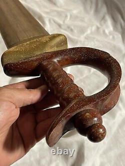 Antique Folk Art Swordfish Bill Sword with Carved Wooden Handle nautical fraternal