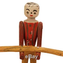 Antique Folk Art Toy Dancing Man Balancing Figure c. 1920s Hand Carved AAFA