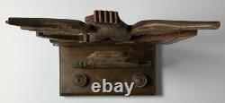 Antique Folk Art WWI JOZEF PILSUDSKI INKWELL Carved Painted Wood POLISH SOLDIER