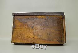 Antique Folk Art Walnut Hanging Spice Box with Hand Carved Designs Early 1800's