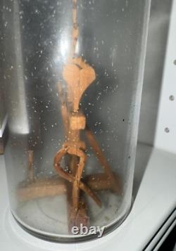 Antique Folk Art Whimsy Bottle Hand Carved Wooden Tools, Crucifix, Rare Stopper