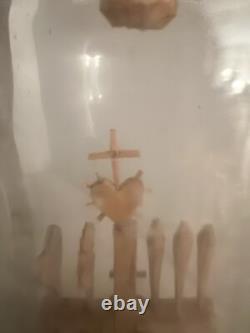 Antique Folk Art Whimsy Bottle Hand Carved Wooden Tools, Crucifix, Rare Stopper