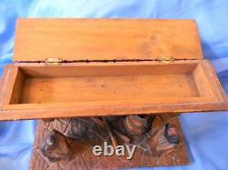 Antique Folk Art Wood Carved Couple Pilgrims Fireplace Cooking Man Woman