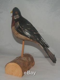 Antique Folk Art Wood Carved Paint Decorated Shore Bird Shorebird Large
