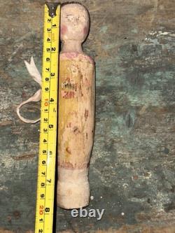 Antique Folk Art Wooden Hand Carved Bedpost Doll