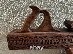 Antique Folk Art Wooden Hand Carved Planer Tool