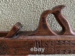 Antique Folk Art Wooden Hand Carved Planer Tool