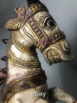Antique Folk Art Wooden Horse Hand Carved