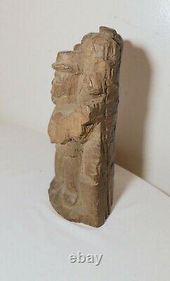 Antique Folk Art hand carved wood figural musician band sculpture statue figure