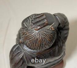 Antique Folk Art hand carved wood figural pilgrim man sculpture statue figure