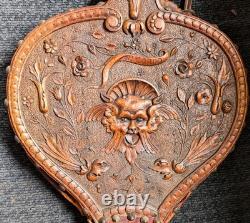 Antique French 1870/1880s Carved Green Man Demon Dragon Bellows Folk Art