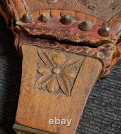 Antique French 1870/1880s Carved Green Man Demon Dragon Bellows Folk Art