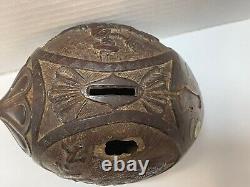 Antique Georgian British Colonial Folk Art Carved Sailor's Coconut FISH BANK