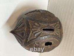 Antique Georgian British Colonial Folk Art Carved Sailor's Coconut FISH BANK
