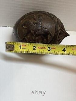 Antique Georgian British Colonial Folk Art Carved Sailor's Coconut FISH BANK