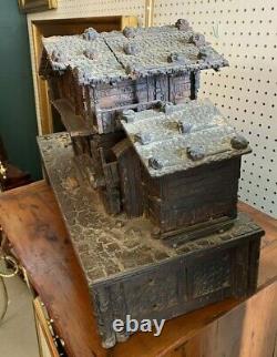 Antique German Carved Black Forest Folk Art Swiss Chalet Cabin Music Box Case