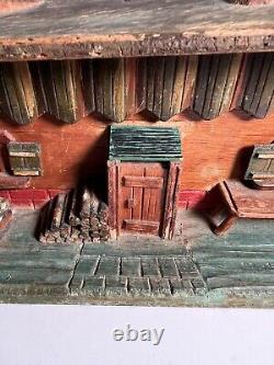 Antique German Hand Made Wood Carved 19c Folk Art Black Forest House Box