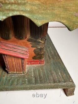 Antique German Hand Made Wood Carved 19c Folk Art Black Forest House Box